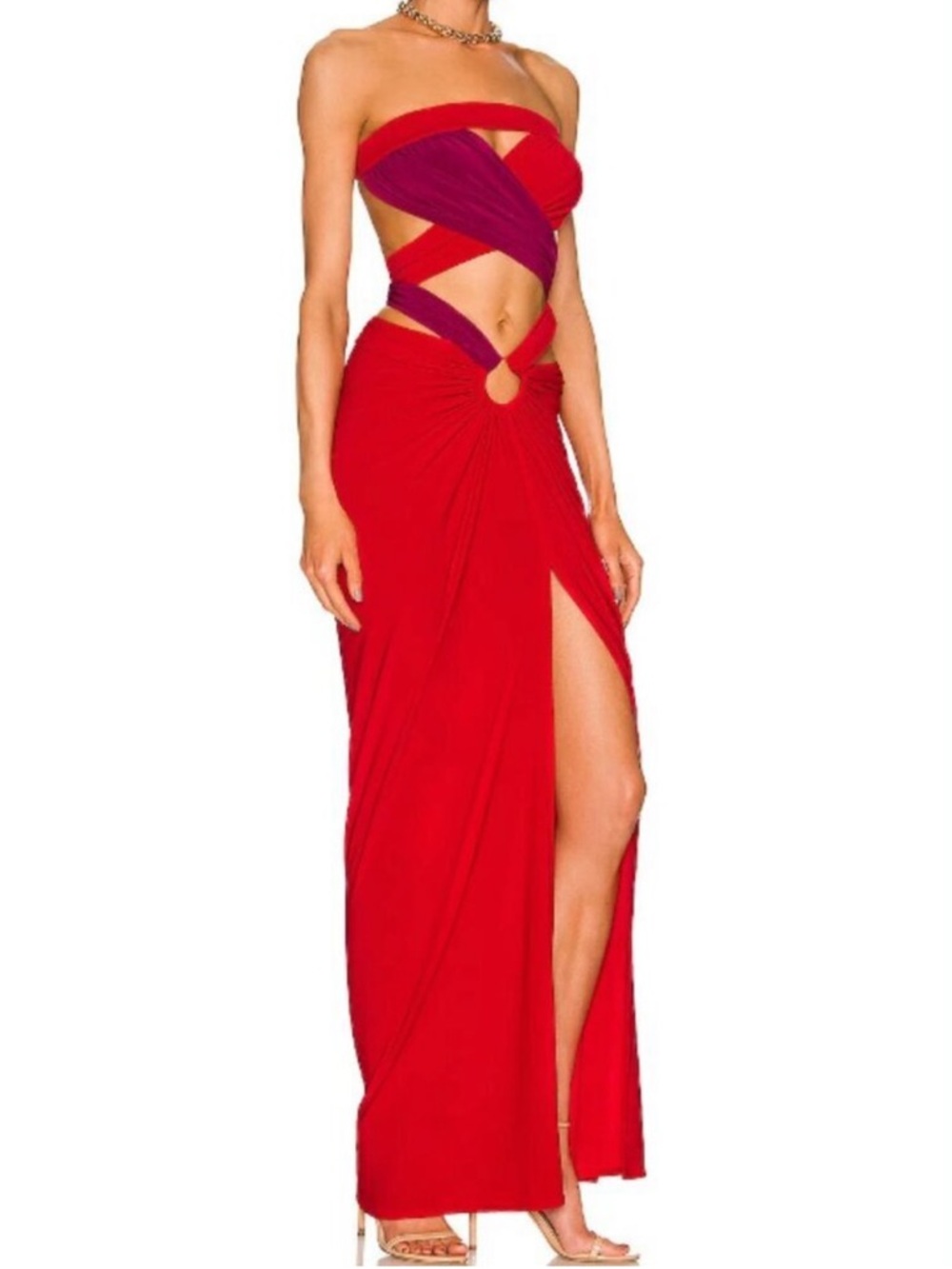 Revolve J.Angelique Femi magenta  orange Cutout Strapless dress retail $280 nwt